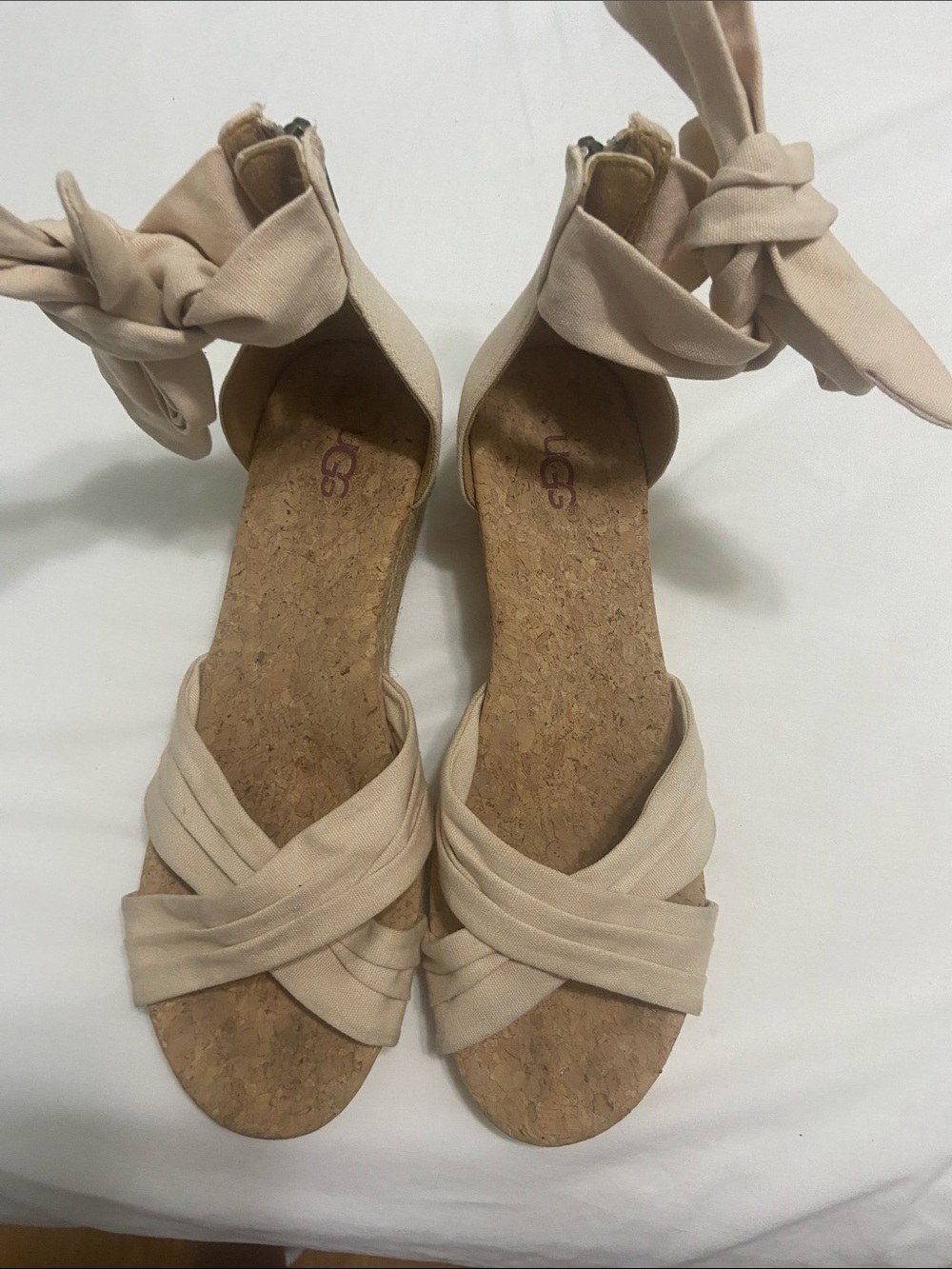 UGG Women's Blush Tie-Ankle Cork Espadrille Wedges